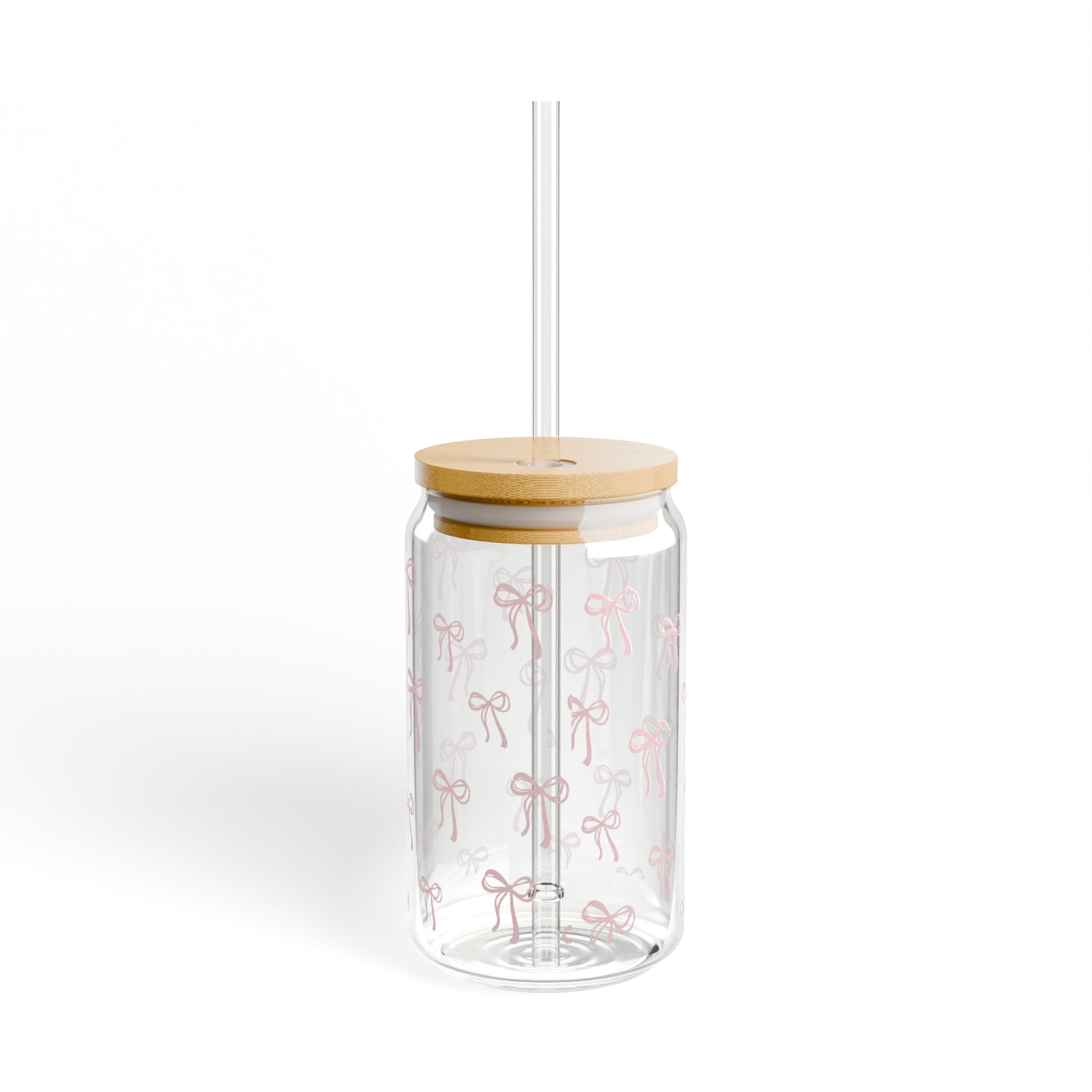 Glass kopp med rosa sløyfe design